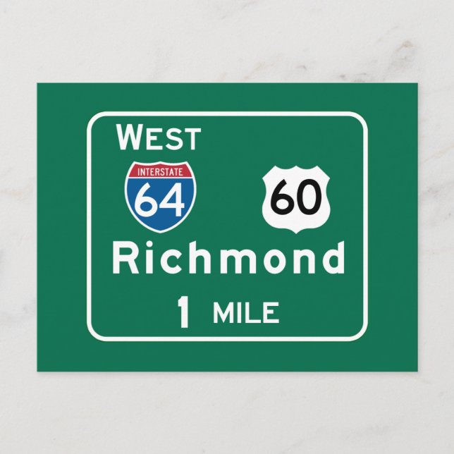 Carte Postale SYMBOLE ROUTIER DE Richmond, VA (Devant)