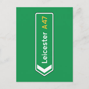 Carte Postale Symbole routier Leicester, Royaume-Uni
