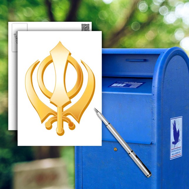 Carte Postale Symbole sikh (Sikh Postcard, Gold Khanda, symbol of the Sikh religion. Customize with your text.)