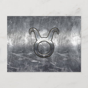 Carte Postale Symbole Taurus Zodiac Grunge Style Argent Distress