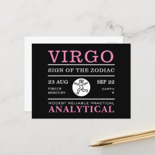 Carte Postale Symbole Virgo du Zodiaque, Astrologique