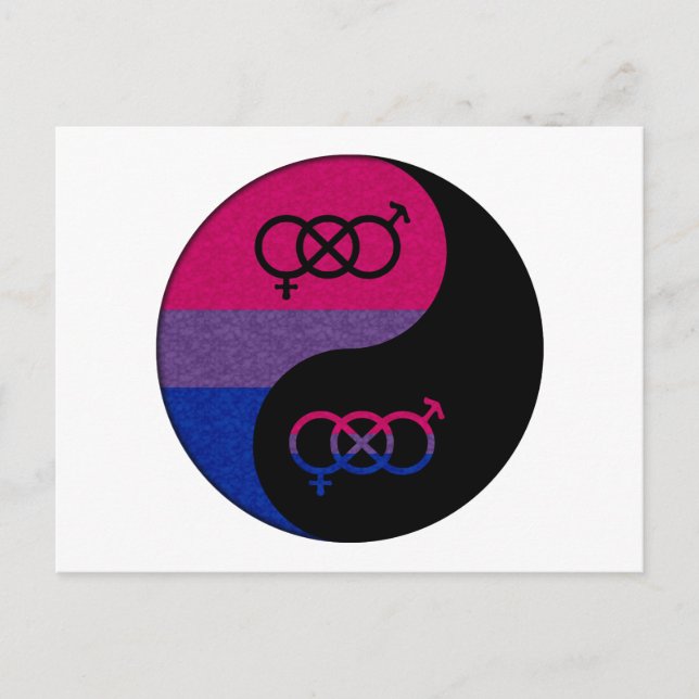 Carte Postale Symbole Yin et Yang de la fierté bisexuelle dans l (Devant)