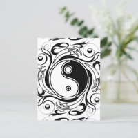 Symbole Yin et Yang Style tatouage noir et blanc