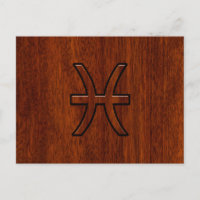 Symbole Zodiac Pisces Style de grains de bois d'ac