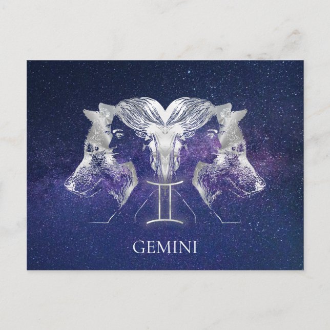 Carte Postale Symbole Zodiac Sky Gemini de la Voie Lactée (Devant)