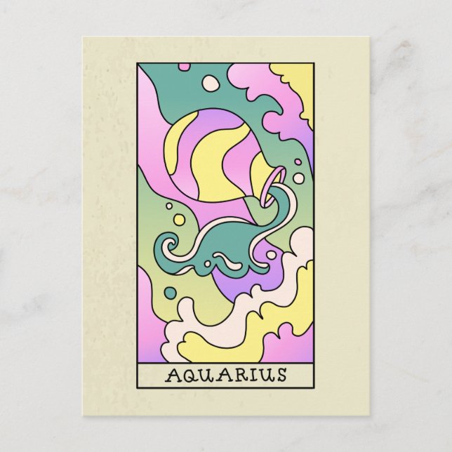 Carte Postale SYMBOLE Zodiaque Aquarius Art Abstrait Vintage (Devant)