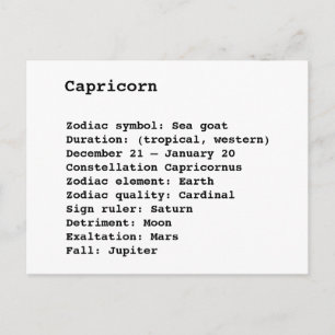 Carte Postale SYMBOLE Zodiaque Capricorne Anniversaire d'Astrolo