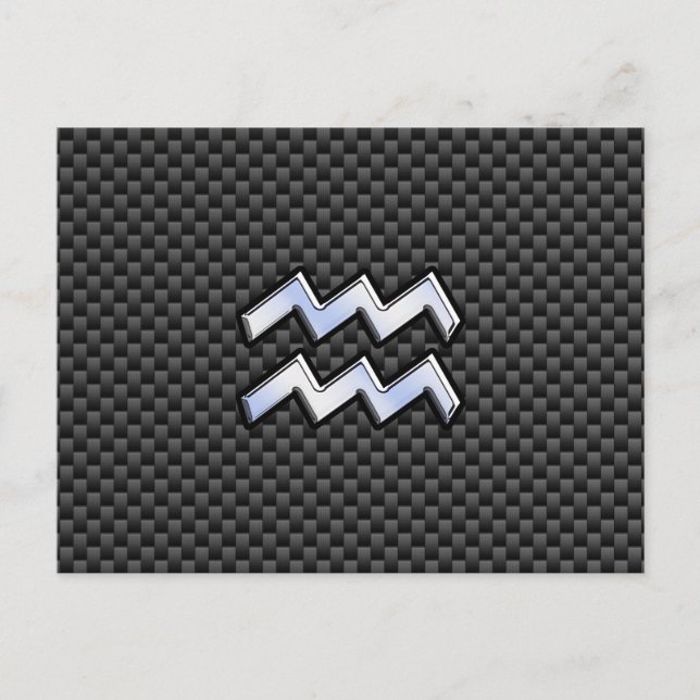 Carte Postale Symbole Zodiaque d'argent Aquarius Style fibre de  (Devant)