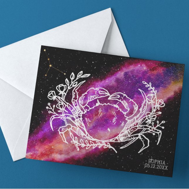 Carte Postale Symbole zodiaque de la constellation du cancer ros (Créateur téléchargé)