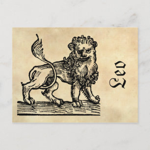 Carte Postale Symbole Zodiaque de la Renaissance médiévale Leo L