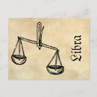Carte Postale Symbole Zodiaque de la Renaissance médiévale Libra
