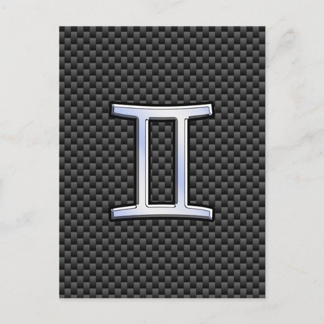 Carte Postale SYMBOLE Zodiaque Gemini Style fibre de carbone cha (Devant)