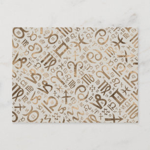 Carte Postale Symbole zodiaque glyphes pastel or