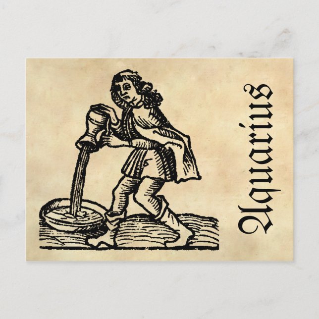 Carte Postale Symbole Zodiaque médiéval de la Renaissance Aquari (Devant)