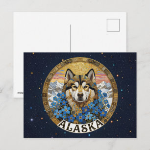 Carte Postale Symboles de l'État d'Alaska aux États-Unis
