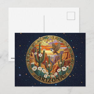 Carte Postale Symboles de l'État d'Arizona aux États-Unis d'Amér
