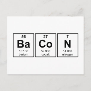 Carte Postale Symboles d'élément de tableau périodique Bacon