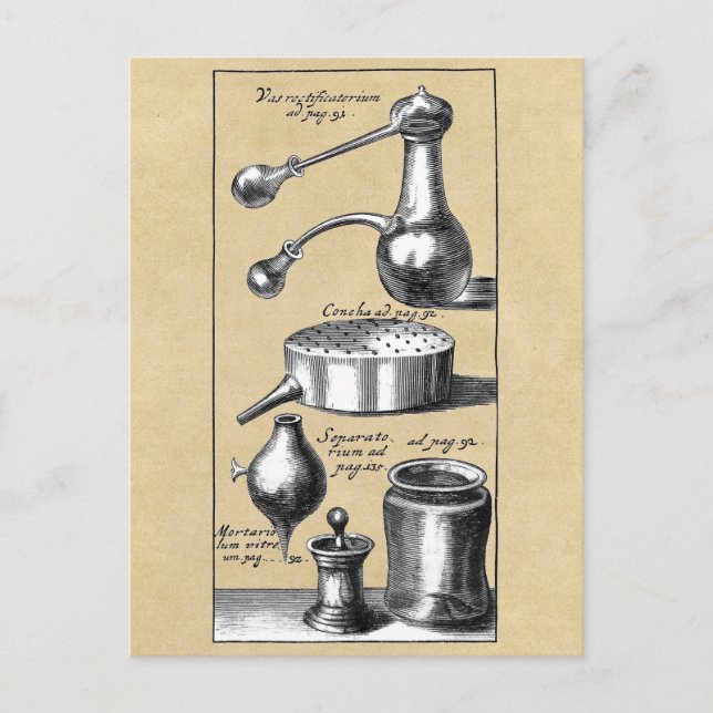 Carte Postale Symboles et outils d'un alchimiste (Devant)
