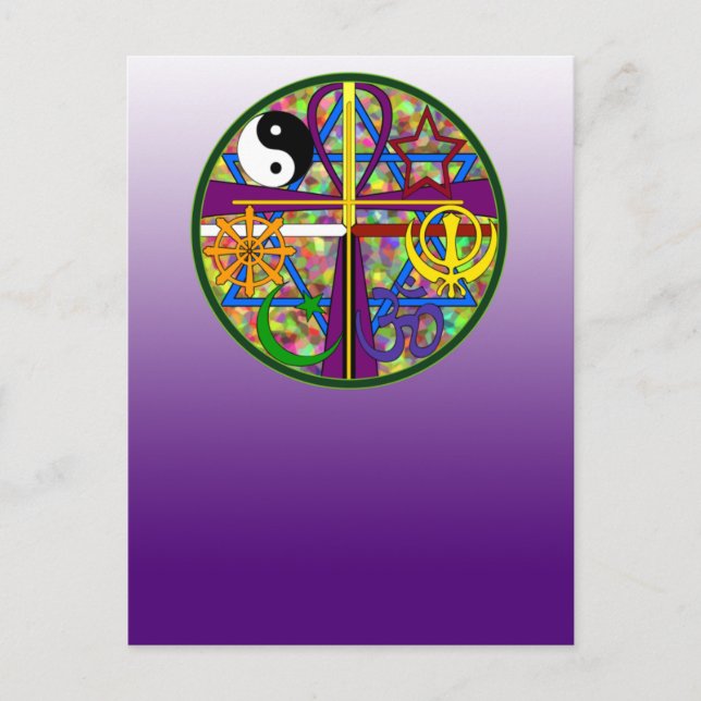Carte Postale Symboles spirituels d'unité (Devant)