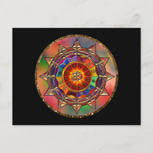 Carte postale Symbolique colorée Sun Mandala