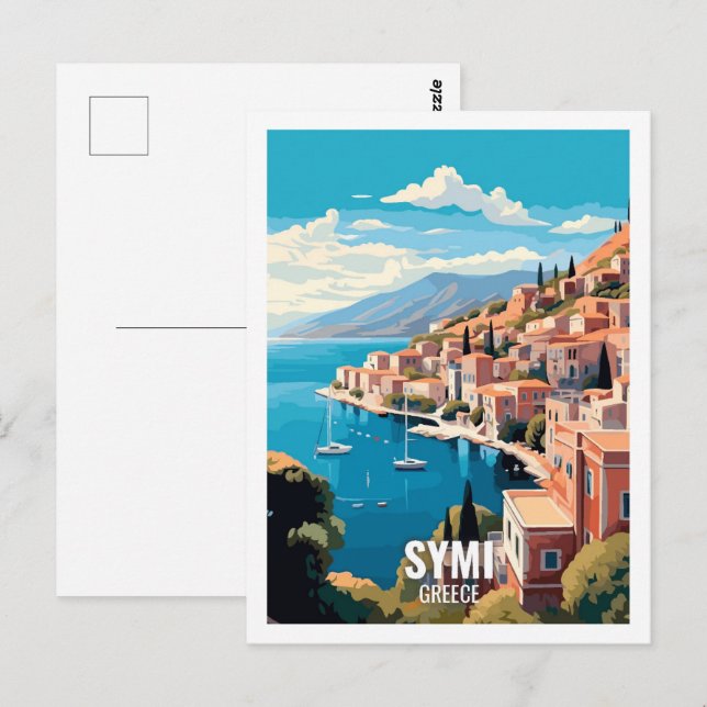 Carte Postale Symi Greece Sites de Voyage célèbres (Devant / Derrière)
