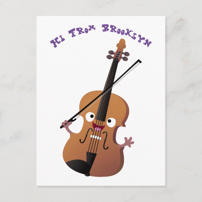 Carte Postale Sympa drôle violon personnage de dessin animé (Devant)