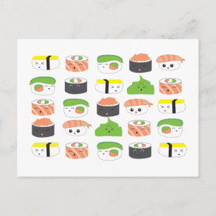 Carte Postale Sympa Sushi Illustration Motif design personnalisé