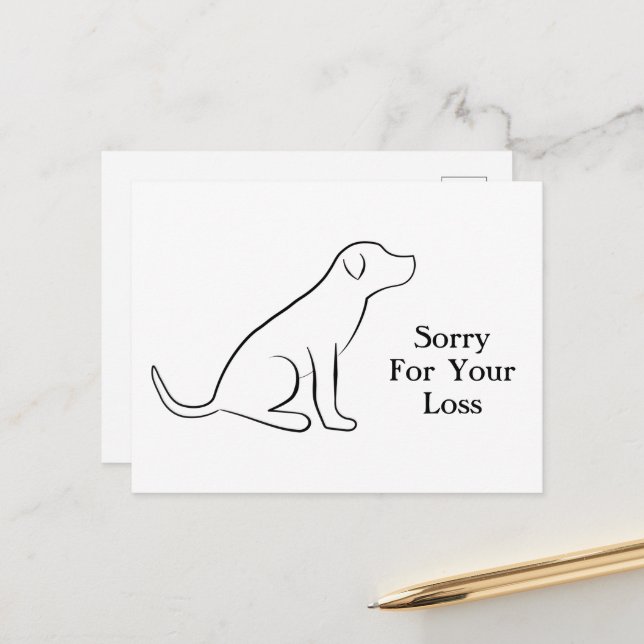 Carte Postale Sympathie de chien Désolé pour votre perte (Devant/Arrière en situation)