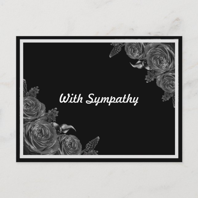 Carte Postale Sympathie de deuil noir floral (Devant)