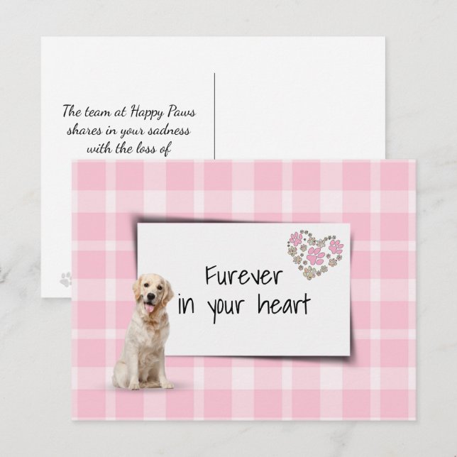 Carte Postale Sympathie pour la perte d'un Golden Retriever (Devant / Derrière)