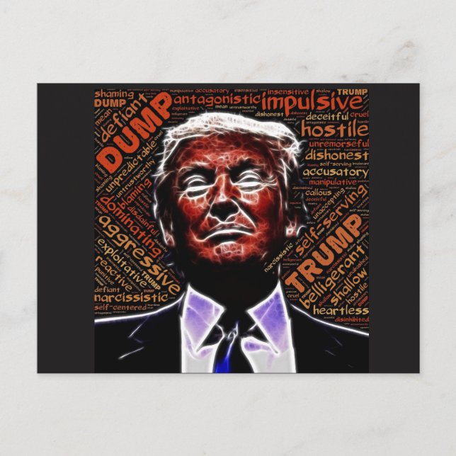 Carte Postale Synonymes pour Trump avec le visage maléfique de T (Devant)