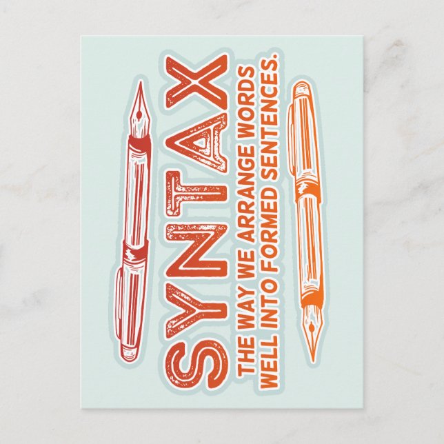 Carte Postale Syntaxe Funky Structure de la phrase Grammaire (Devant)