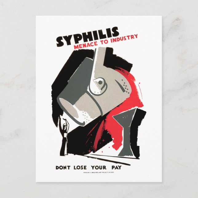 Carte Postale Syphilis ~ Menace pour l'industrie (Devant)