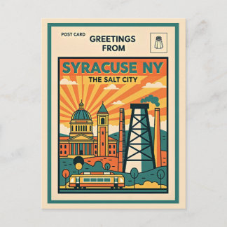 Carte Postale Syracuse NY La Cité du Sel Rétro