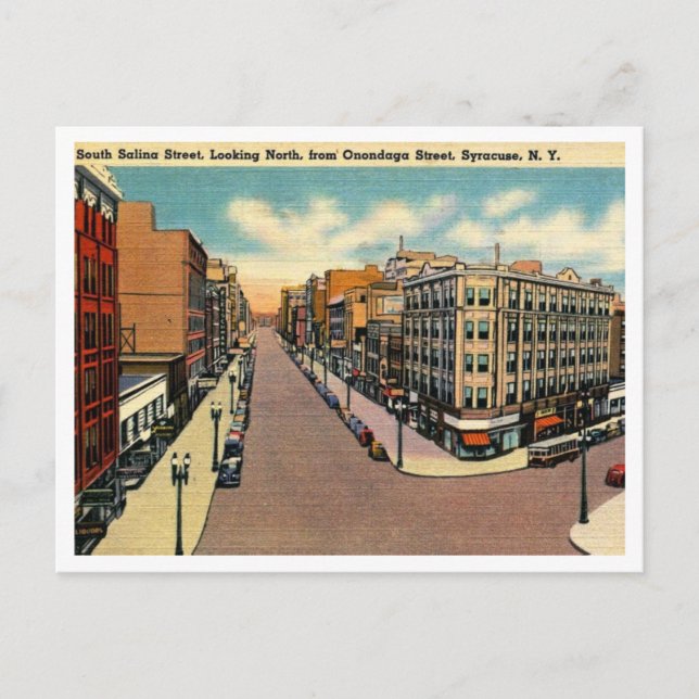Carte Postale Syracuse NY Salinas St View 1940 (Devant)