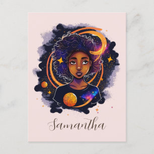 Carte Postale Système solaire Afro Femme