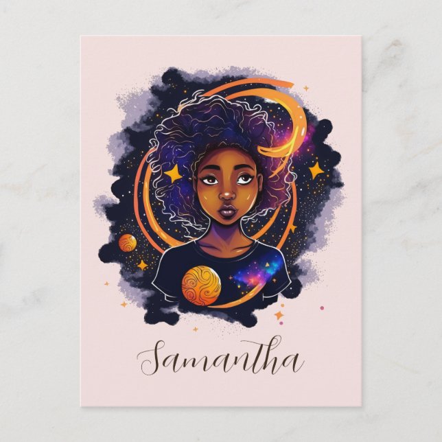 Carte Postale Système solaire Afro Femme (Devant)