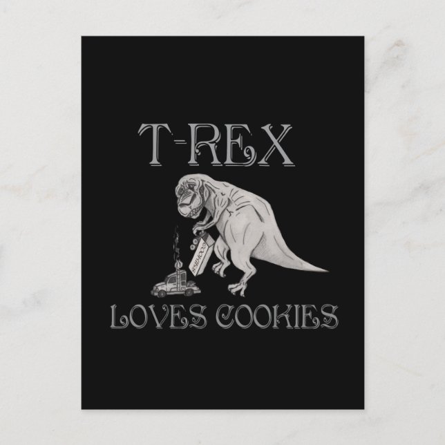 Carte Postale T-Rex aime des biscuits (Devant)