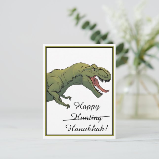 Carte postale T-Rex Dinosaur Hanoukka (Debout devant)