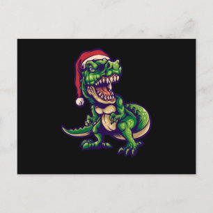 Carte Postale T-rex dinosaure de Noël   Conception de dinosaure
