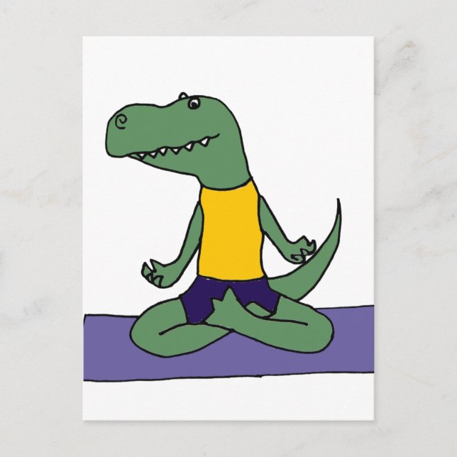 Carte Postale T-Rex Dinosaure Faire Du Yoga (Devant)
