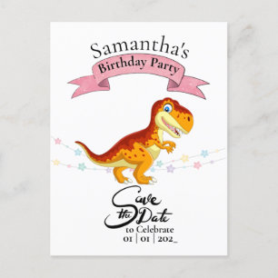 Carte Postale T Rex en or, Joyeux Anniversaire Fille