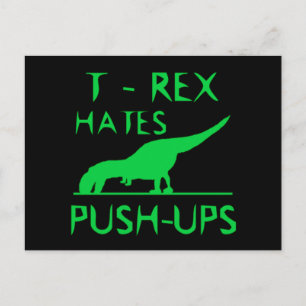 Carte Postale T REX HATTE PUSHUPS Funny Dino Design