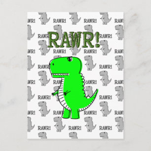 Carte Postale T-Rex mignon et en colère avec Motif noir et blanc