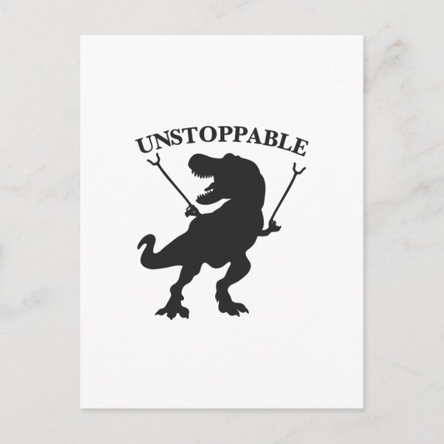 Carte Postale T-rex non stoppable - Choisir la couleur arrière - (Devant)
