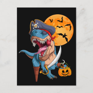 Carte Postale T-Rex Pirate Treat Halloween Dinosaur