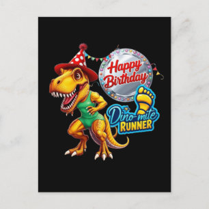Carte Postale T-Rex portant une tenue de course verte