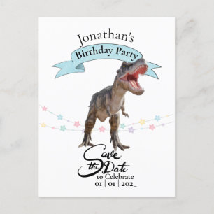 Carte Postale T Rex, sauvegarder la date  Garçon