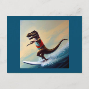 Carte Postale T Rex Surfing