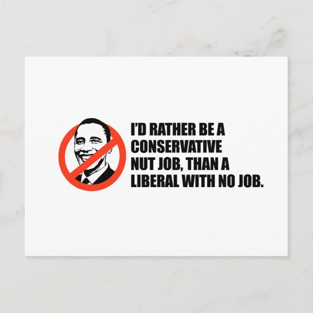 Carte Postale T-shirt anti-Obama - Nut job ou No job (Devant)
